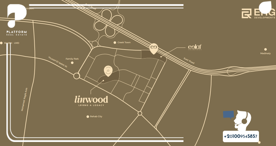 كمبوند ليين وود القاهرة الجديدة Lin Wood New Cairo _ خريطة التجمع الأول