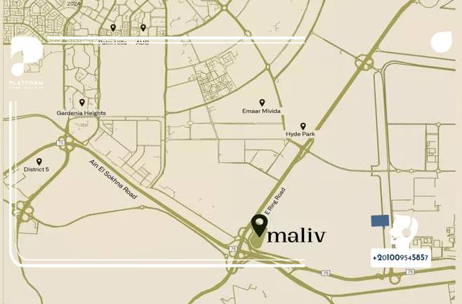 موقع كمبوند ماليف التجمع السادس على الخريطة Compound Maliv New Cairo