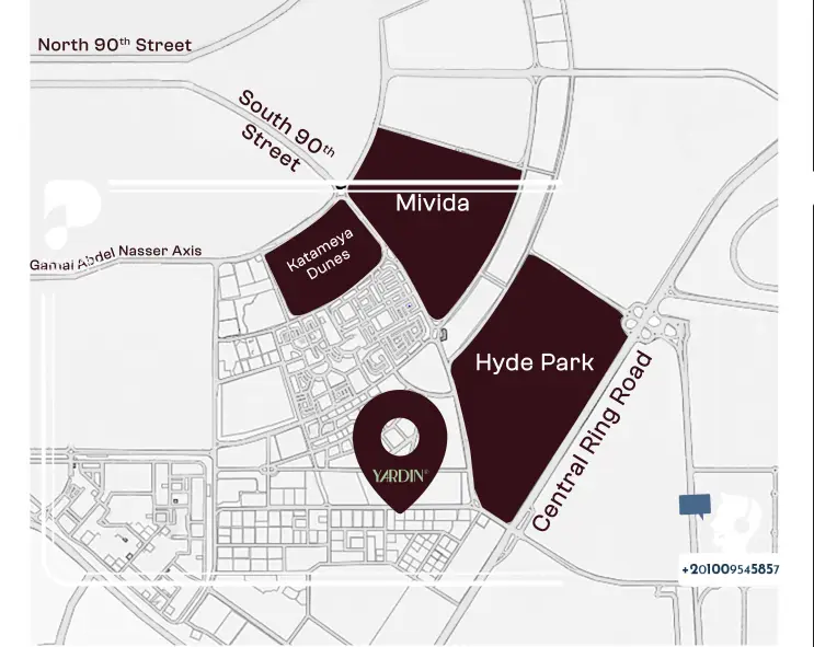 موقع كمبوند ياردين التجمع الخامس Yardin New Cairo