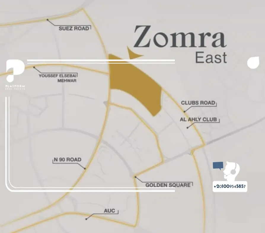 موقع كمبوند زمرة ايست التجمع الخامس على الخريطة Zomra East New Cairo