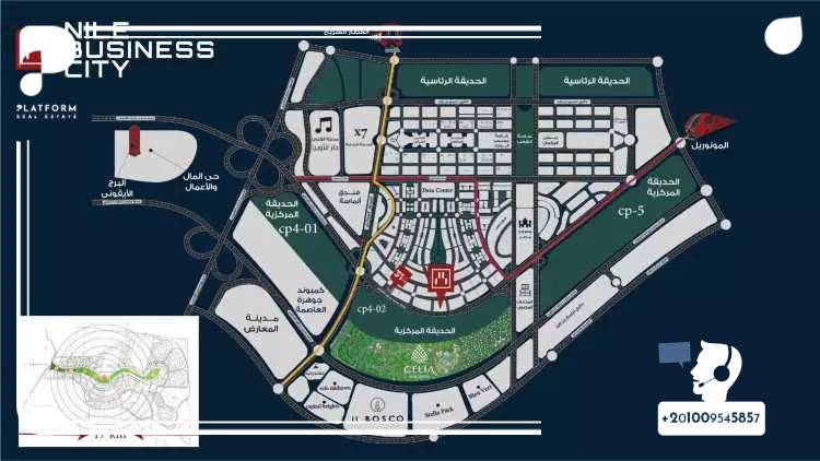 موقع نايل بيزنس سيتي العاصمة الادارية الجديدة على الخريطة Nile Business City Tower