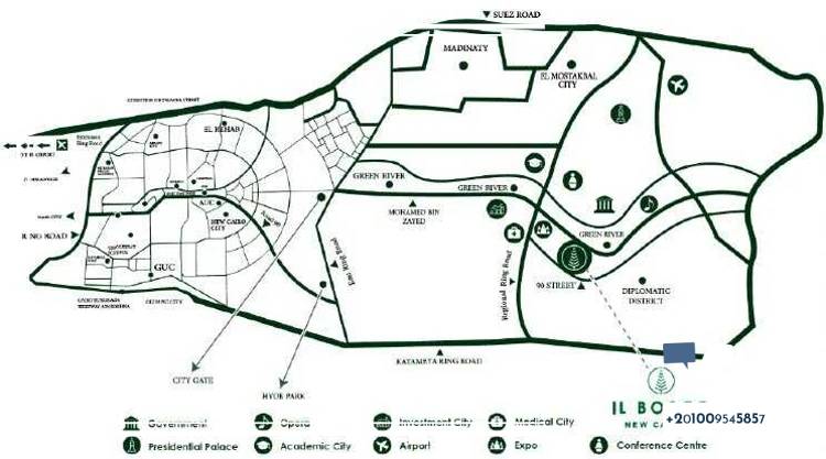 موقع كمبوند البوسكو العاصمة الإدارية الجديدة على الخريطة Compound Il Bosco New Capital