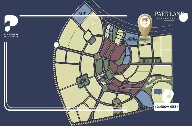 موقع كمبوند بارك لين العاصمة الإدارية الجديدة على الخريطة Compound Park Lane New Capital