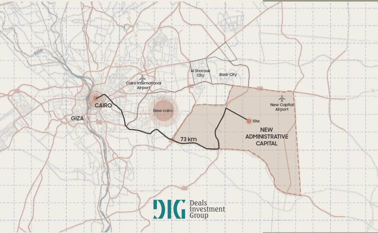 موقع كمبوند DIG العاصمة الإدارية الجديدة DIG New Cairo