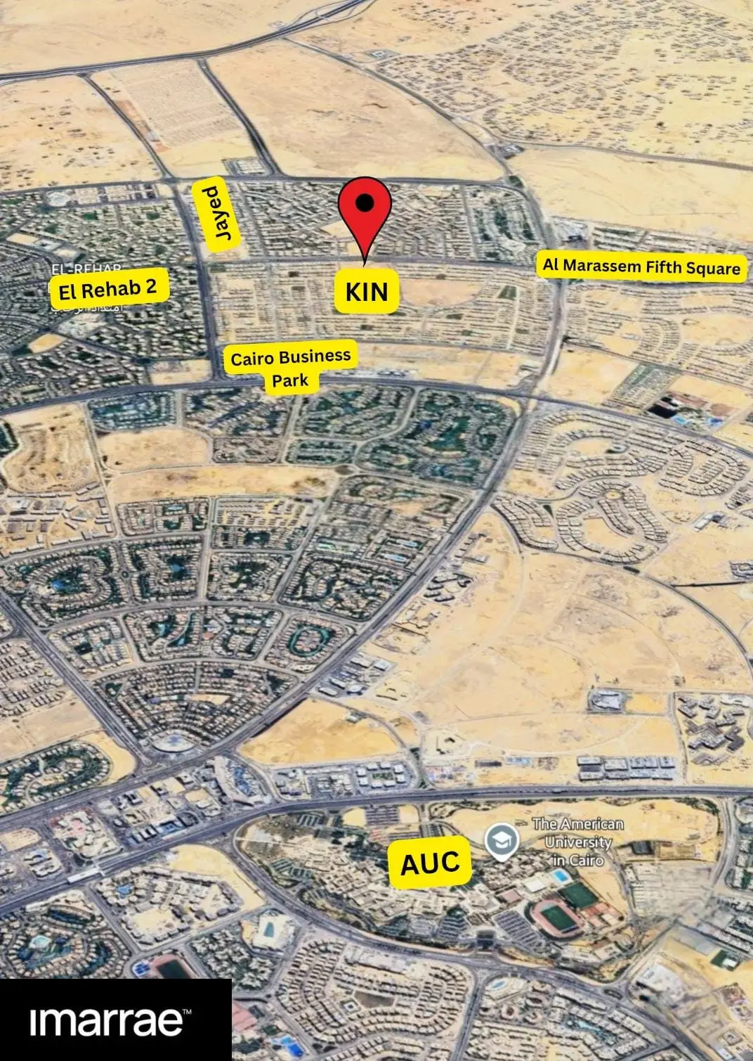 موقع كمبوند كين التجمع الخامس على الخريطة Compound Kin New Cairo