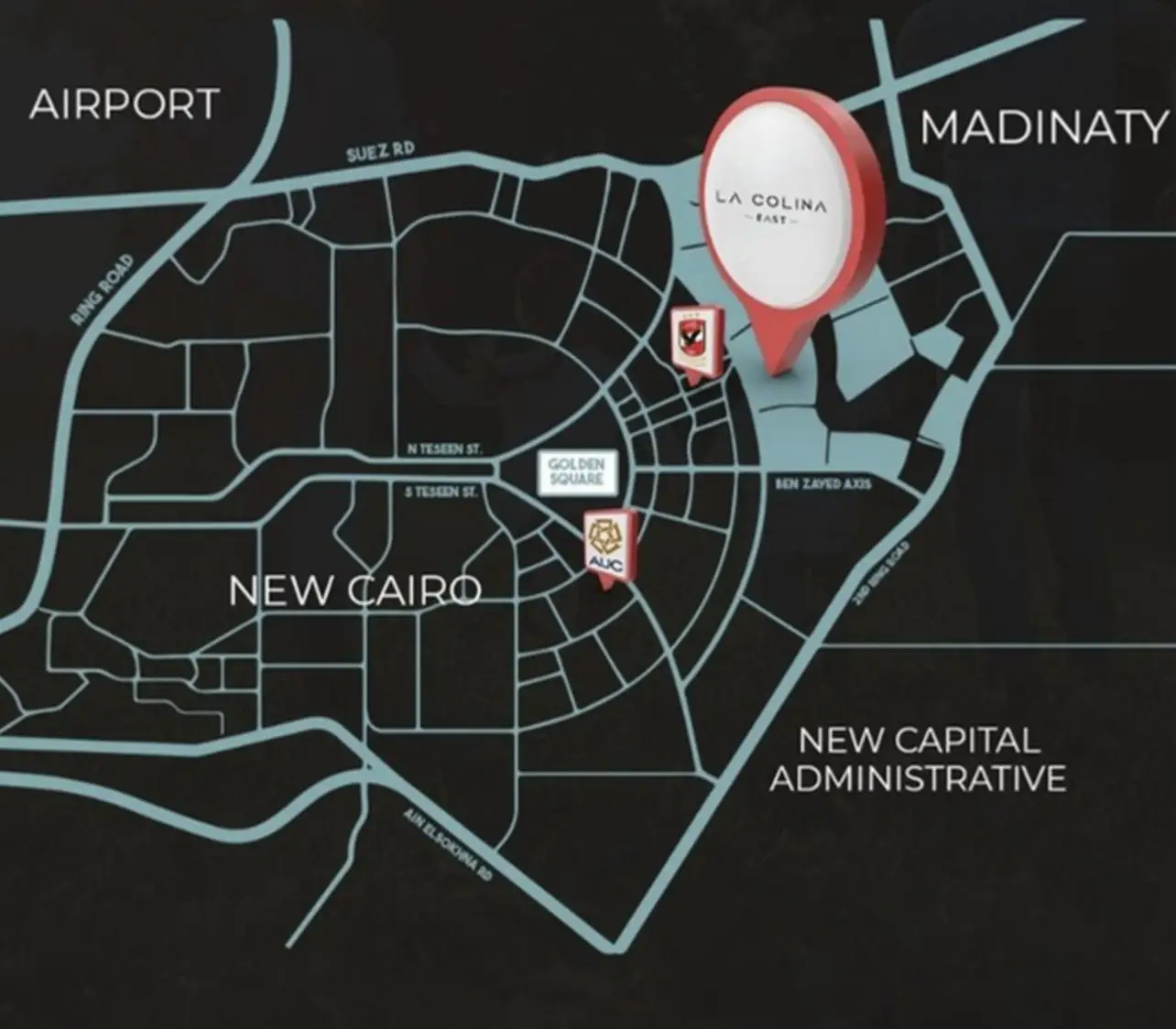 موقع كمبوند لاكولينا ايست التجمع الخامس Compound La Colina East New Cairo