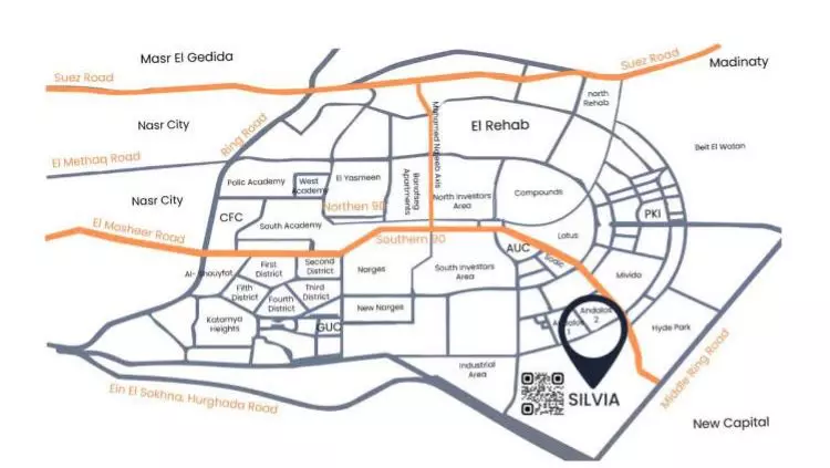 موقع كمبوند سيلفيا التجمع الخامس Compound Silvia New Cairo