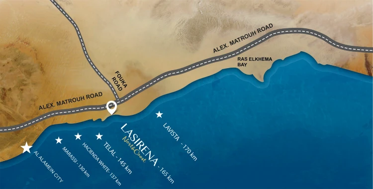 موقع قرية موج لاسيرينا الساحل الشمالي Mawj Lasirena North Coast