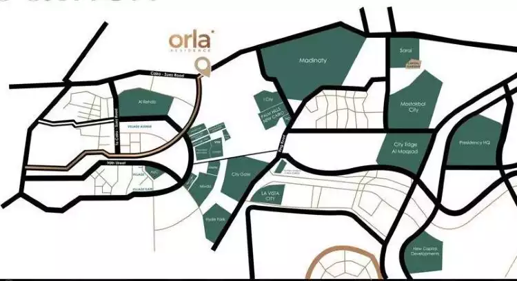 موقع كمبوند اورلا ريزيدنس التجمع الخامس Compound Orla Residence New Cairo